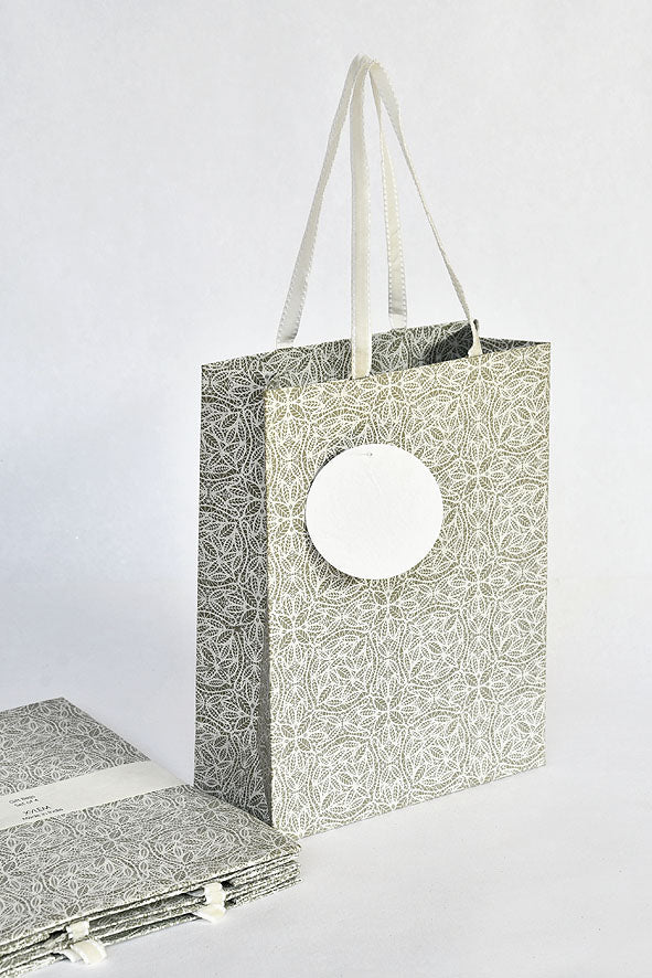 Circle Lace Gray Gift Bags Medium, Set of 4, 9.5x7