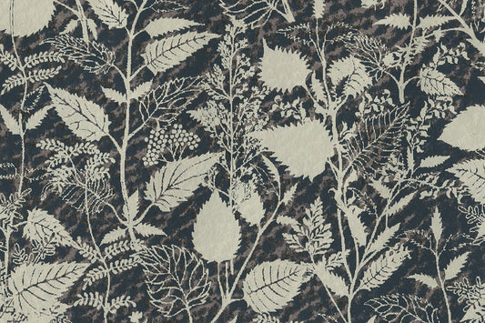 Black Stucco Texture with Leaves & Twigs Printed Handmade Paper Online