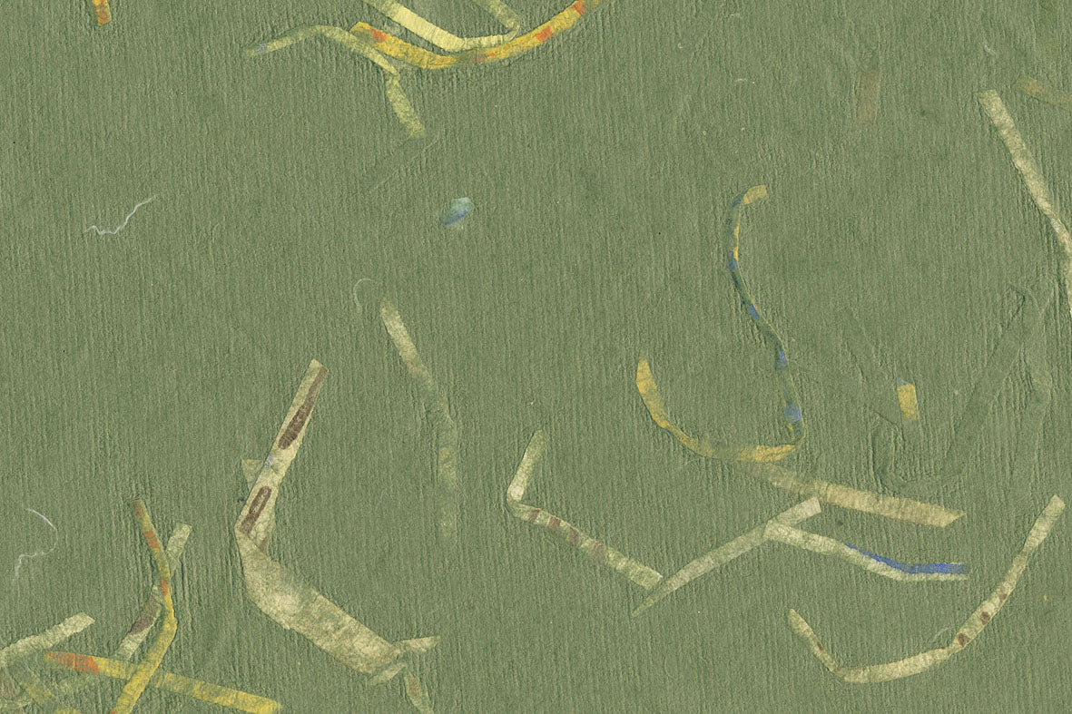 Green with Yellow Naturals Mixed Strips Handmade Paper