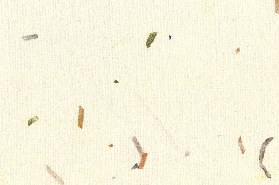 Ivory with Khaki Green Mixed Chips Handmade Paper