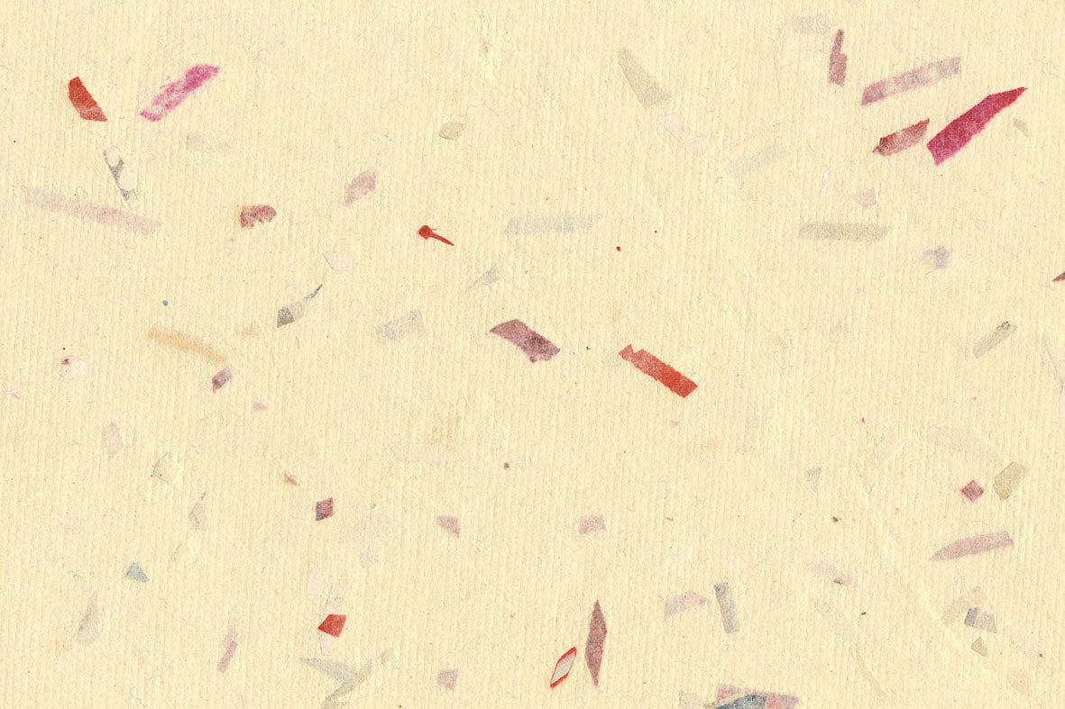 Cream with Jute Pink Red Mixed Chips Handmade Paper