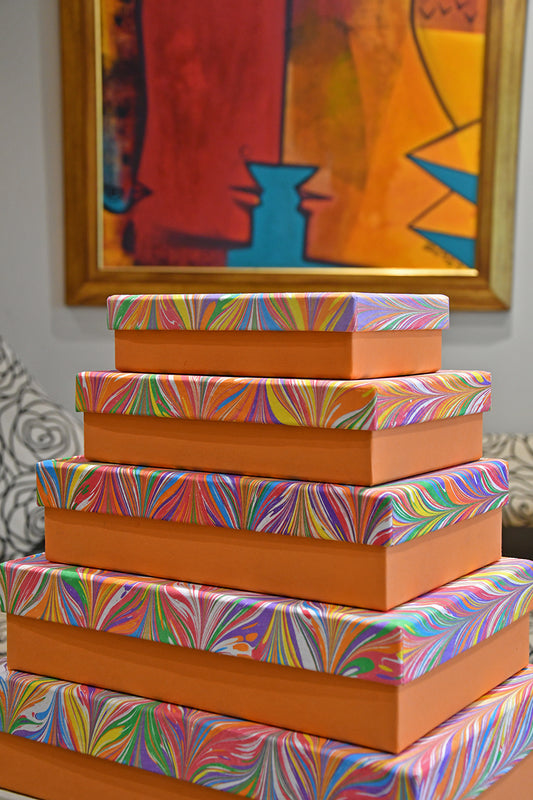 Marbling Holi Colour Linear Waves Rectangular Gift Box