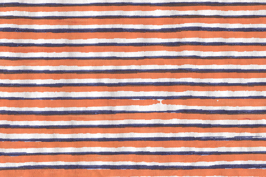 Stripes & Underscore: Orange & Navy on White Handmade Paper ~100gsm Set of 5 56x76cm each
