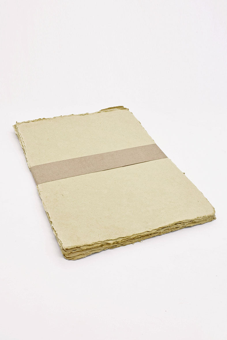 Green Beige Deckle Edged Cotton Rag Handmade Paper Online