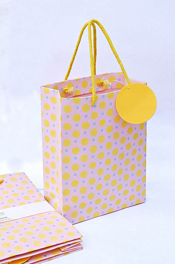 Rounds & Dots Pink Gift Bags Large, Set of 4, 14x10