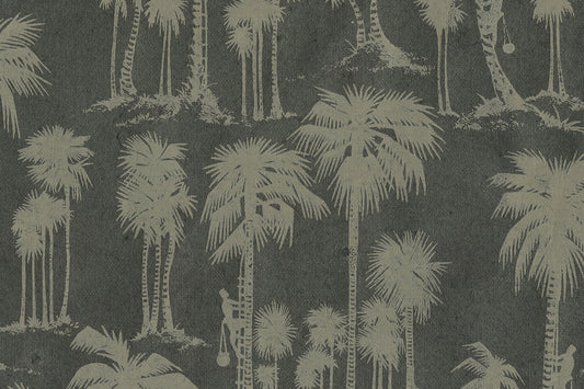 Toddy Palms Green On Dark Green Full Dyed Printed Handmade Paper Online