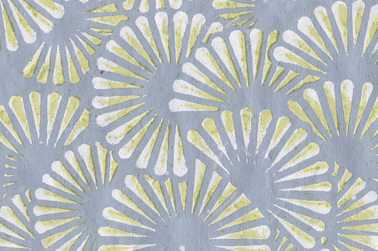 White & Lemon On Blue Petal Circulars Printed Handmade Paper Online