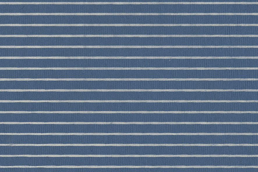 Stripes: Light Coral Pink on French Blue Handmade Paper ~100gsm Set of 5 50X70cm each