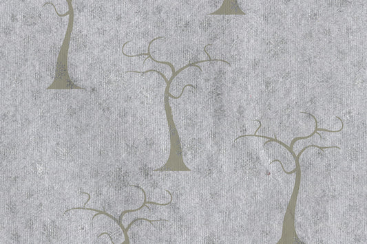 Trees & Snowflakes: Moss & Silver on Gray Melange Handmade Paper ~100gsm Set of 5 50X70cm each