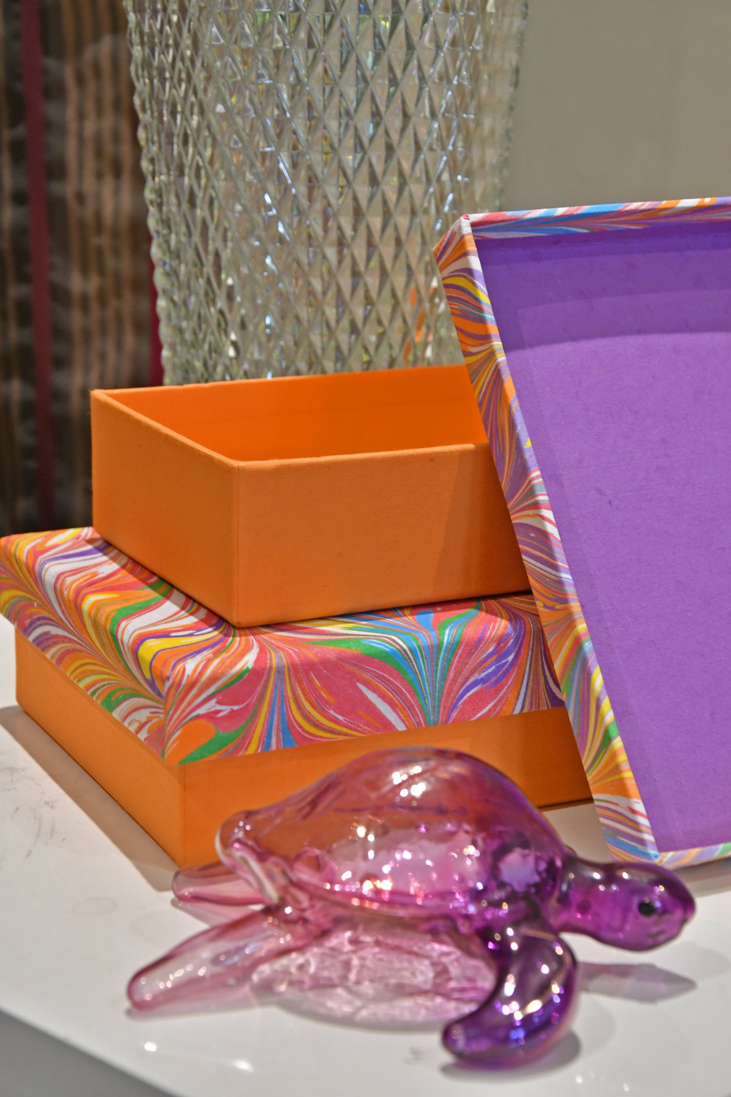 Marbling Holi Colour Linear Waves Rectangular Gift Box