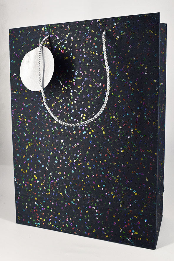 Squares Scatter Black Gift Bags, Set of 4
