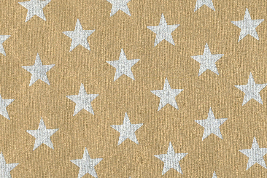 Stars: Pearl on Gold Metallic Handmade Paper ~100gsm Set of 5 50X70cm each