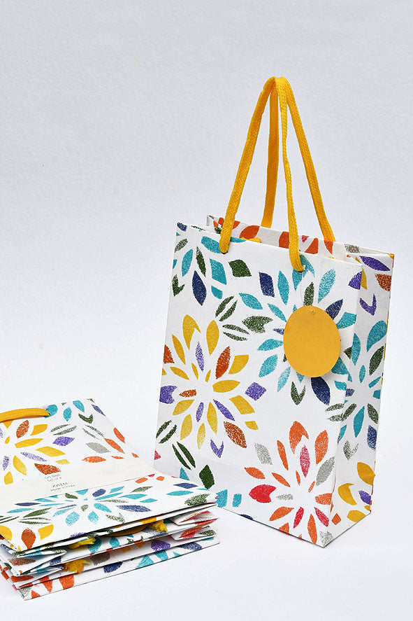 Stencil Flower Multicolor Medium Handmade Paper Gift Bag Online