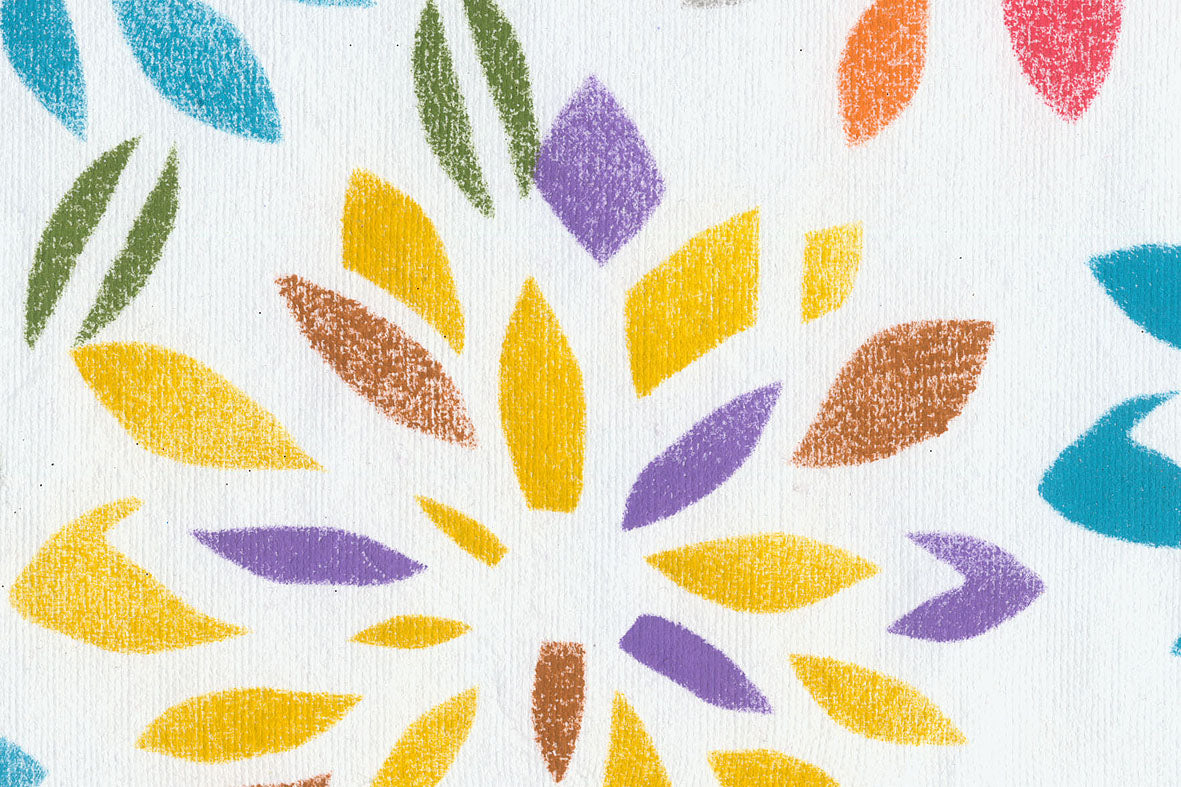 Stencil Flower Multicolor on White Texture Handmade Paper Online