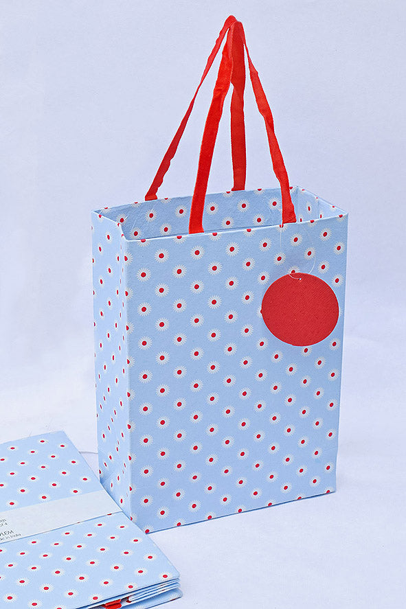 Rakhi Circulars Blue Gift Bags Medium, Set of 4, 9.5x7