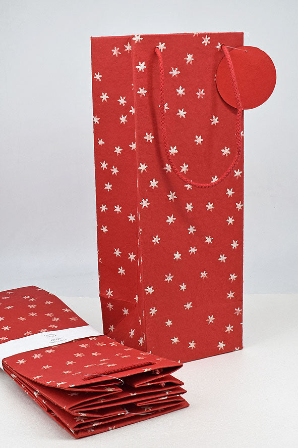 Random Star Pattern Gift Bags Bottle, Set of 4, 14.75x5.25