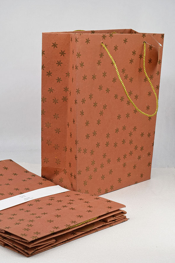 Random Star Pattern Red Gift Bags Large, Set of 4, 14x10