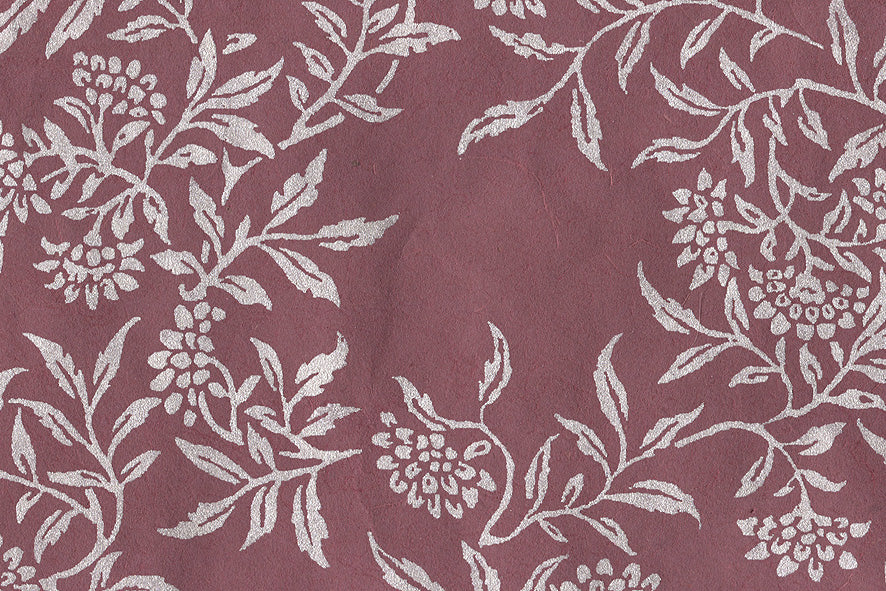Flower Vines: Pearl on Pink Paper Shreds & Banana Fibre Mixed Pulp Handmade Paper ~50gsm Set of 5 50x74cm each
