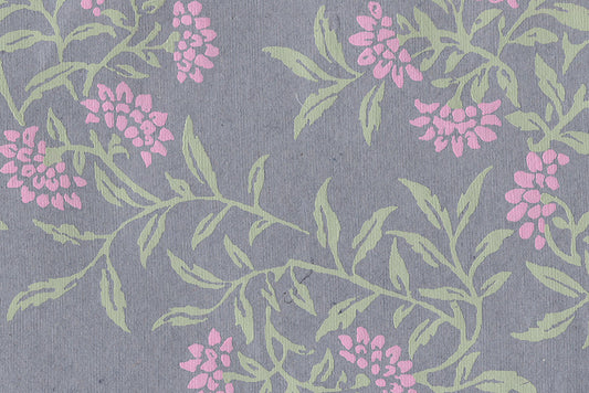 Flower Vines: Pink & Green on Blue Handmade Paper ~100gsm 50X70cm each