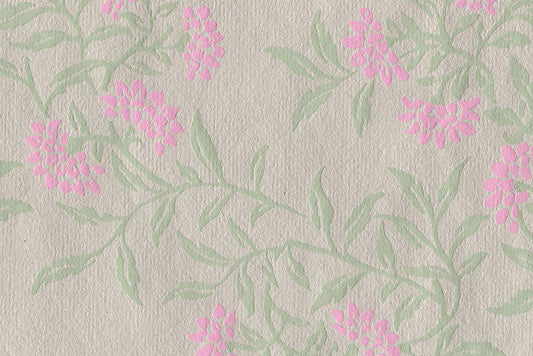 Flower Vines: Pink & Green on Cement with Jute Handmade Paper ~100gsm 50X70cm each