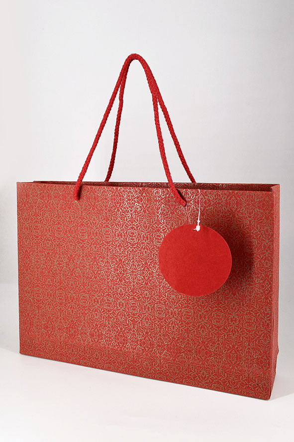 Miniature Bookprint Red Gift Bags Escort, Set of 4