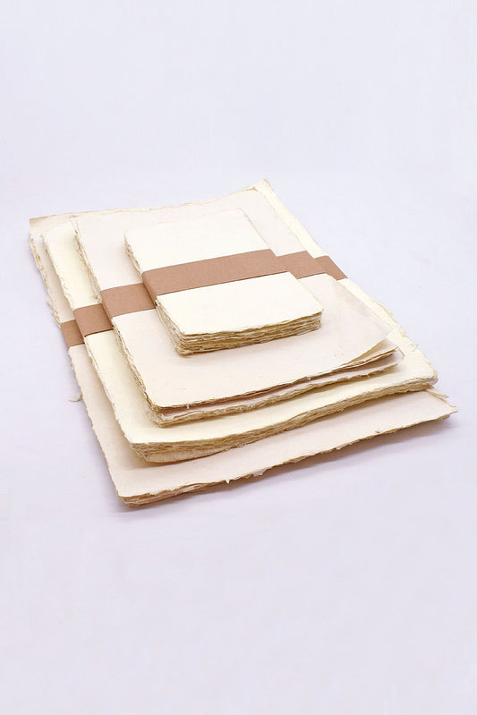 Warm White Deckle Edged Artists' Paper 280-450gsm, Set of 20