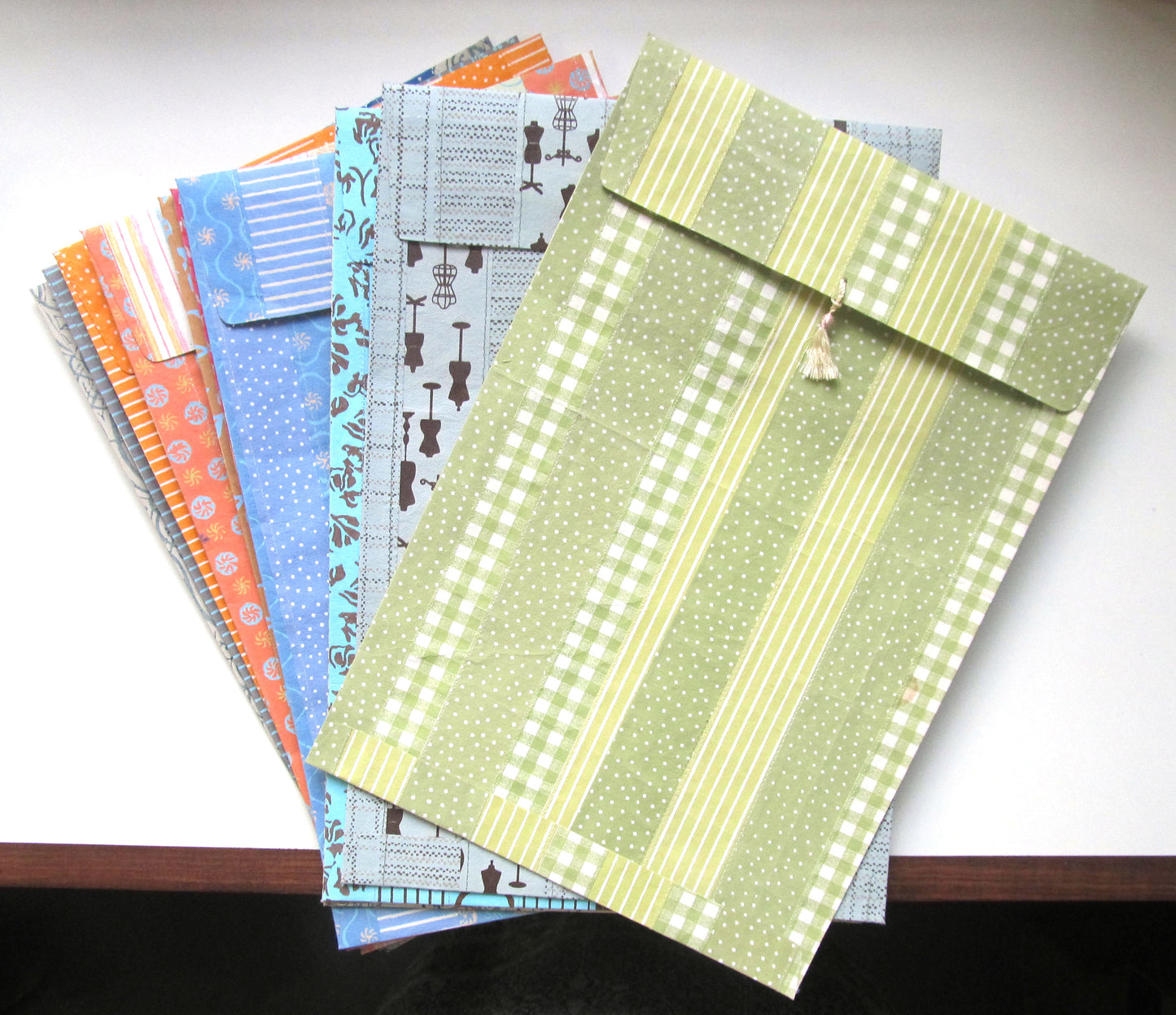 Stitched print strips Cloth lined Presentation Envelope, Set of 4, A3