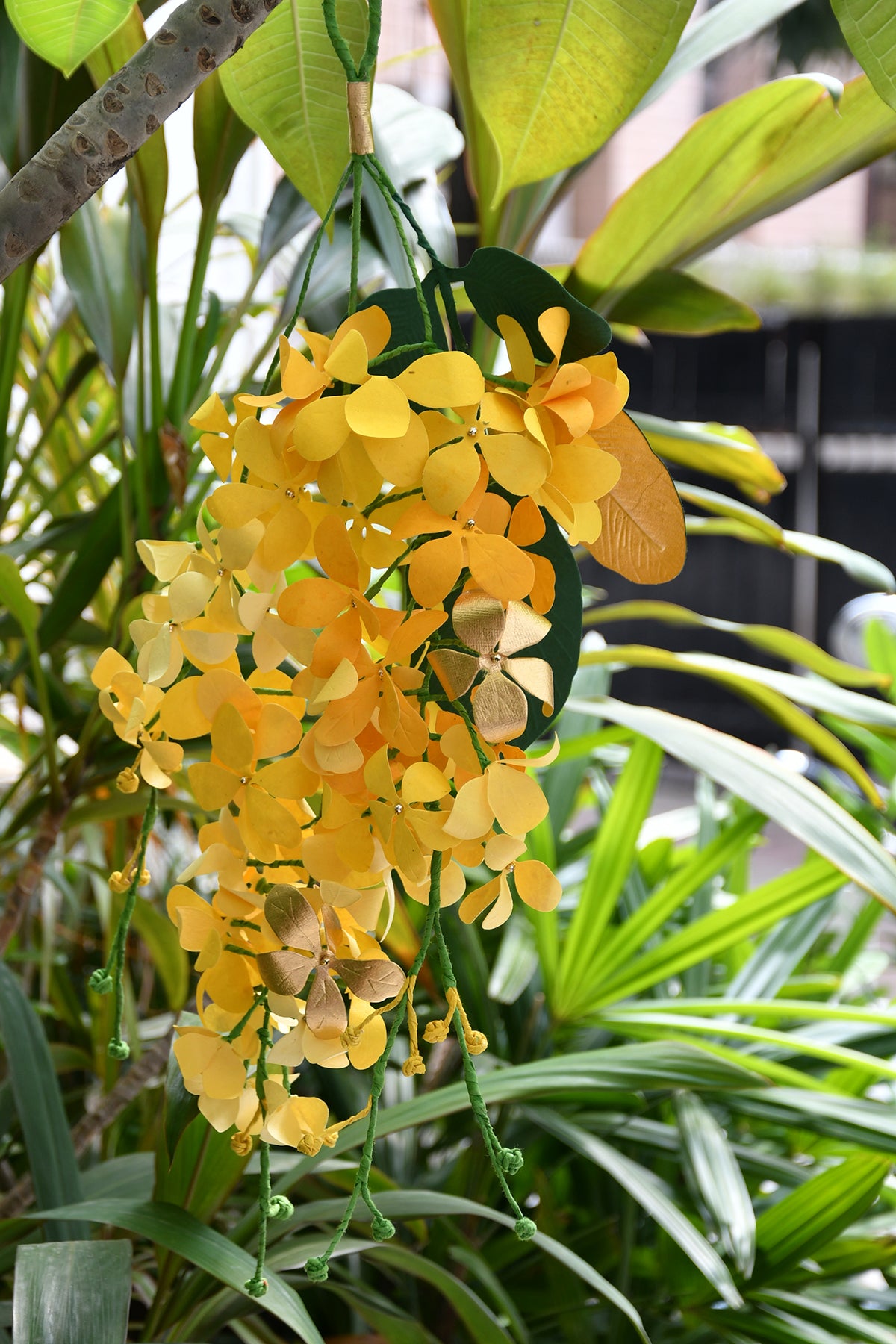 Amaltas Paper Flower & Leaf Festive Decoration, Yellow