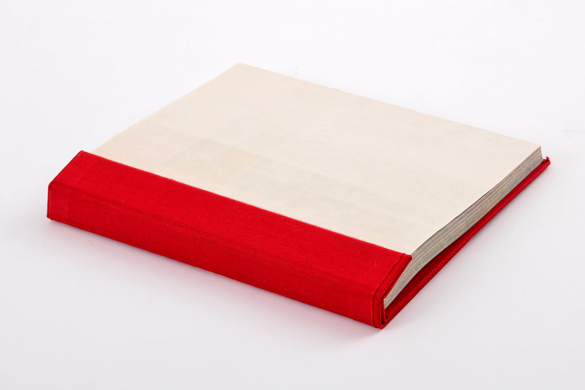 Coloured Cotton Hard cover Foldover Notebook, A5, Reclaimed paper, Tearaway pages