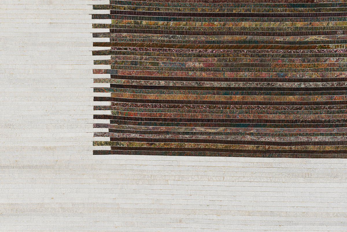 White Gessoed Canvas with Achada Strips Insert Wall Hanging Online