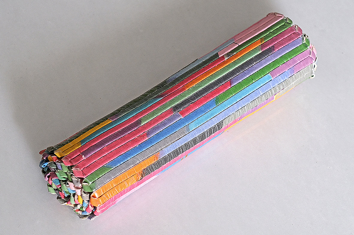 Painted Canvas Strips Handloom Weave Runner