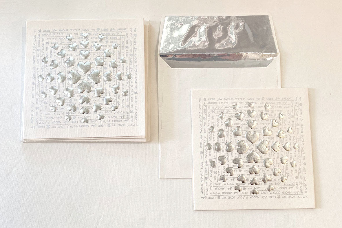Greeting/Card Heart foil embossed overprint 13X13cm