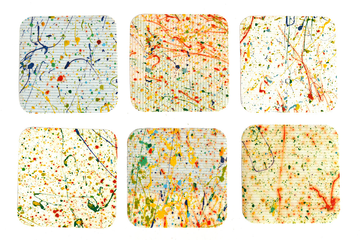 Double Sided Paint Splatter Printed Advertising Vinyl Table Coasters Set of 12 Online