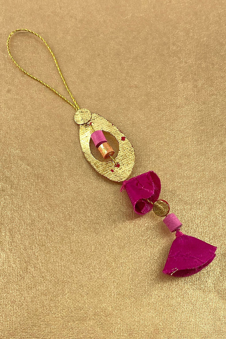 Gold Leaf Chura With Tassels Handmade Paper Rakhi Online