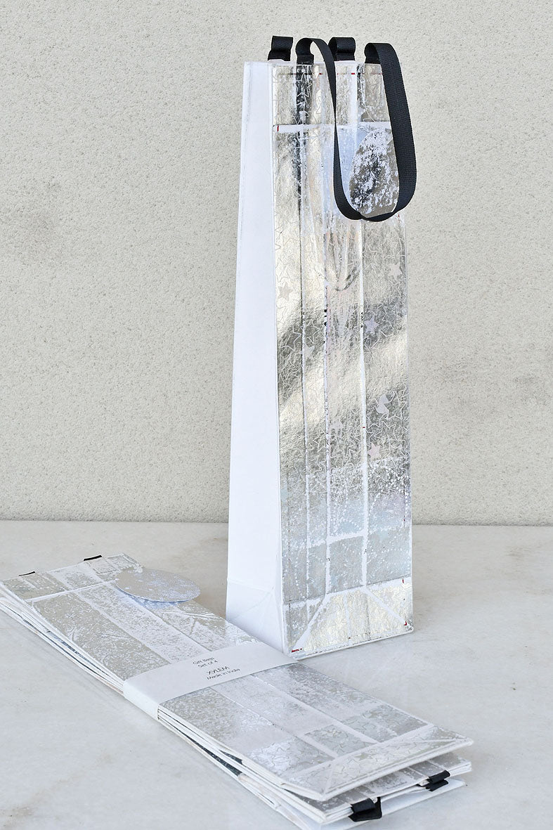 Stars Foiled White Gift Bags Bottle