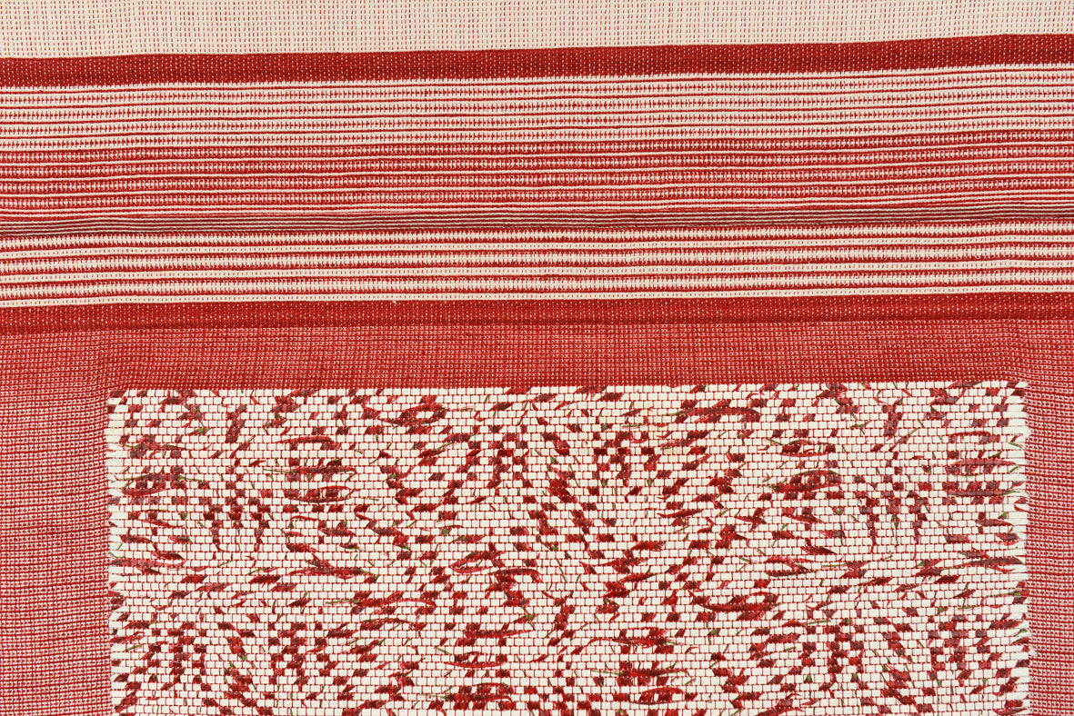 Red Twill with Chilis Print Strips Inset Handloom Wall Hanging Online