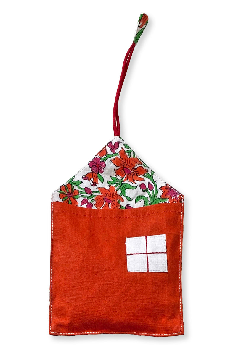 Print and Plain Cotton Window House Treat Bag Holiday Decor Online