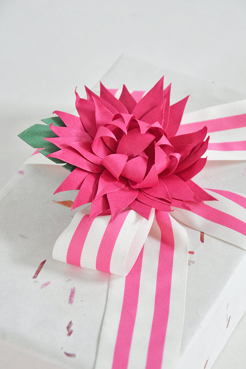 Dahlia Handmade Paper Flower Gift Topper With Ribbon Online