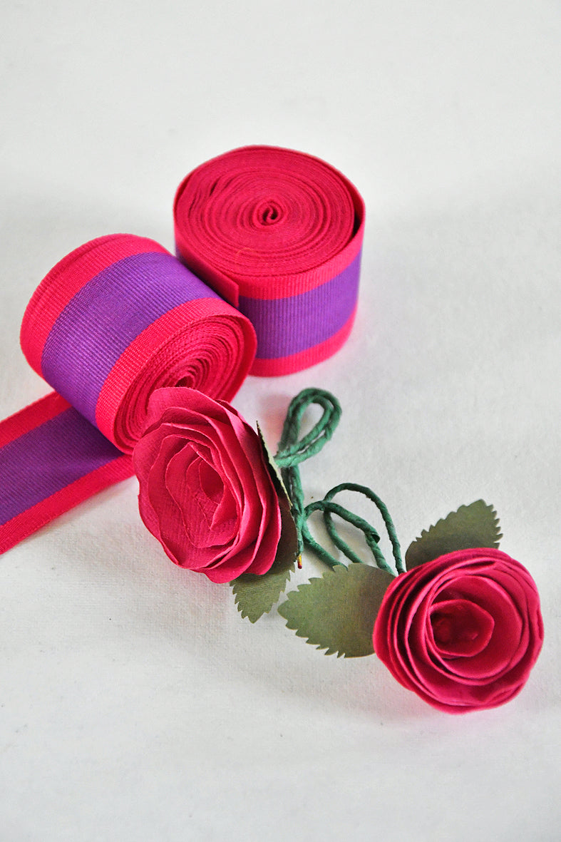 Handmade Pink Rose Paper Flower Gift Topper With Ribbon Online