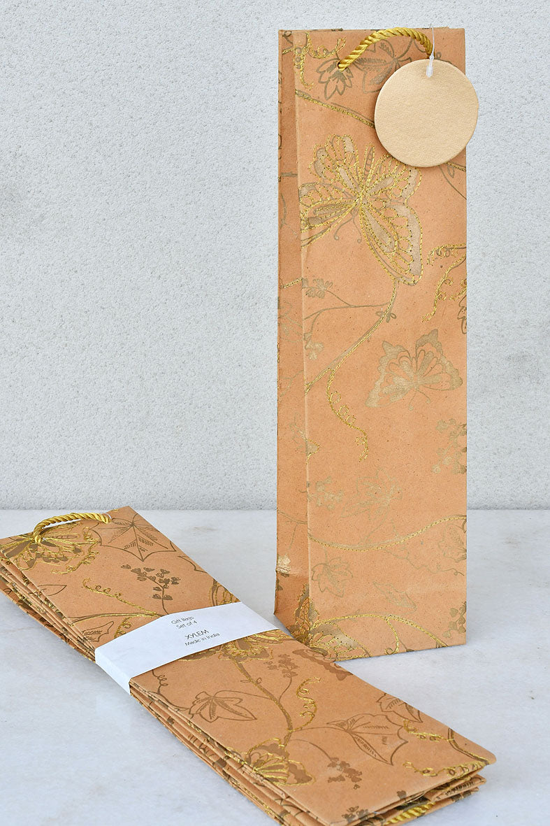 Embroidered Butterfly Autumn Gold Handmade Paper Bottle Gift Bags Online