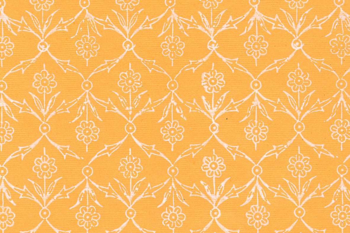 Flower Buti Jaal White on Deep Yellow Handmade Paper | Rickshaw Recycle