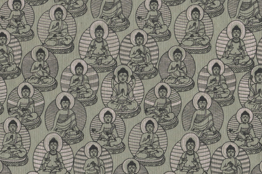 Light Pink & Black On Gray Buddhas Printed Handmade Paper Online