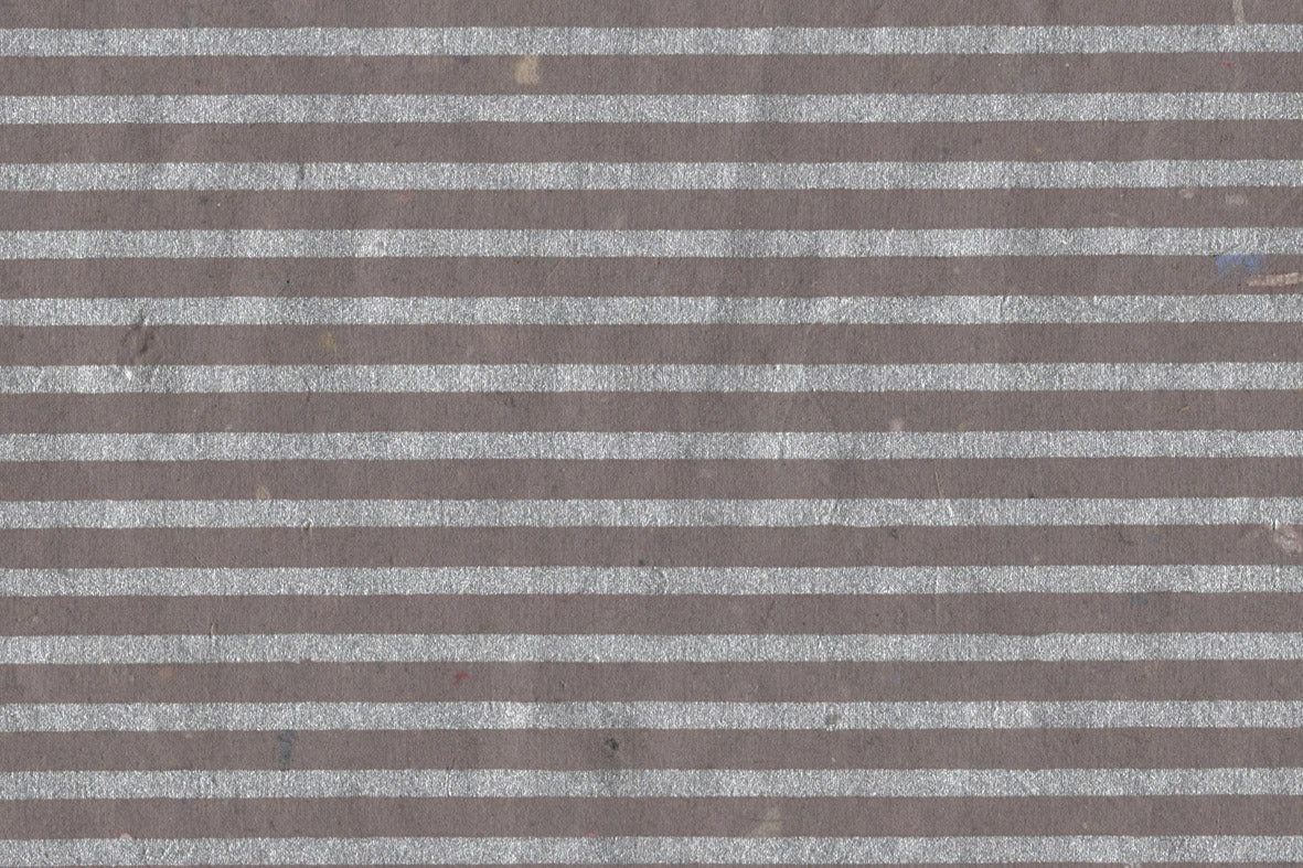 Silver On Quail Brown Stripes Printed Handmade Paper Online