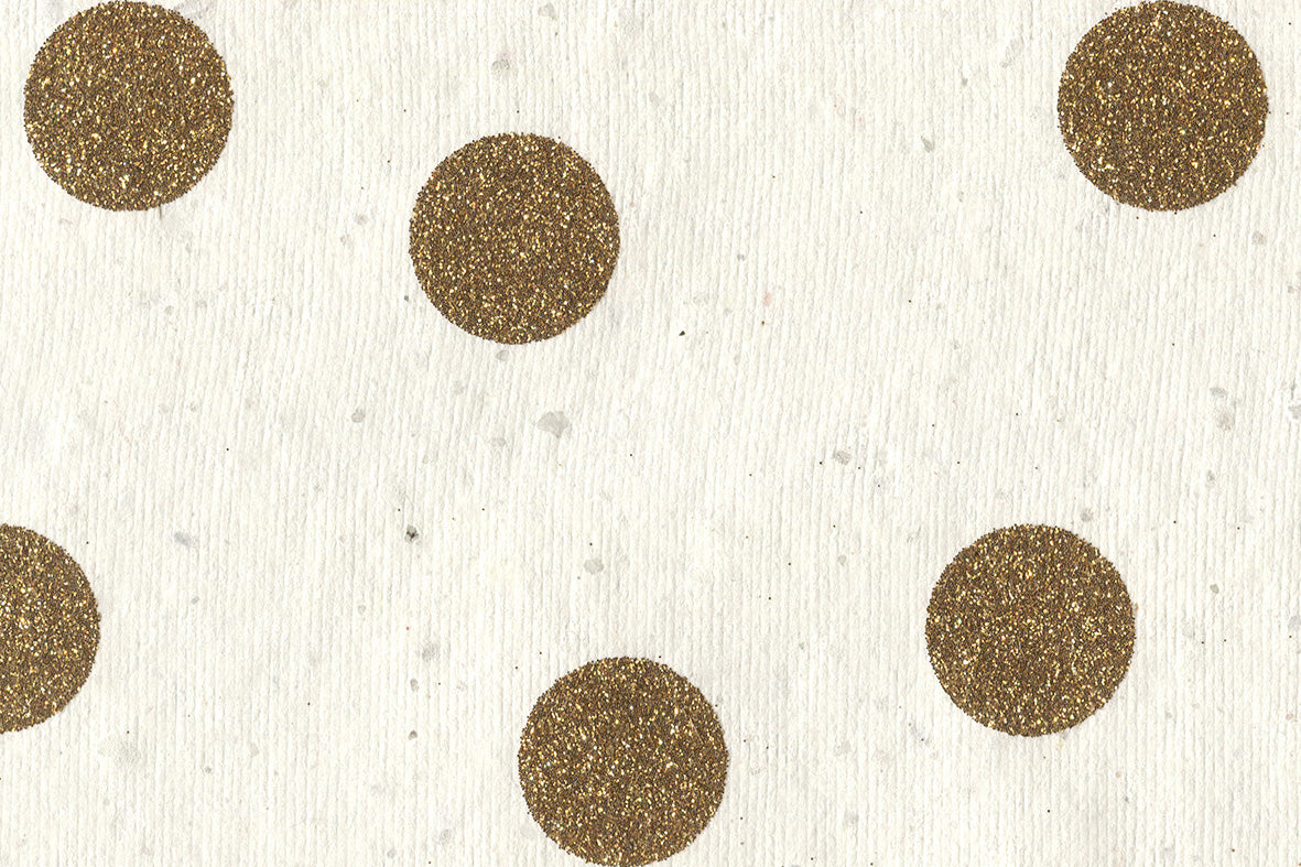 Glitter Dots: Gold on White Handmade Paper | Rickshaw Recycle