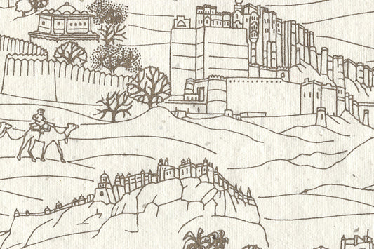 Brown Gold On Ivory Forts Printed Handmade Paper Online