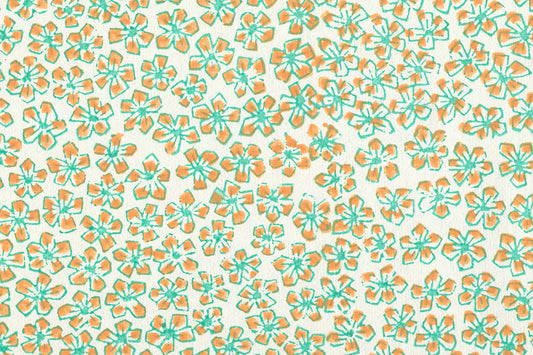 Orange & Green On White Matisse Flowers Printed Handmade Paper Online