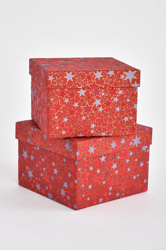 Stars Handmade Paper Square Gift Box Online