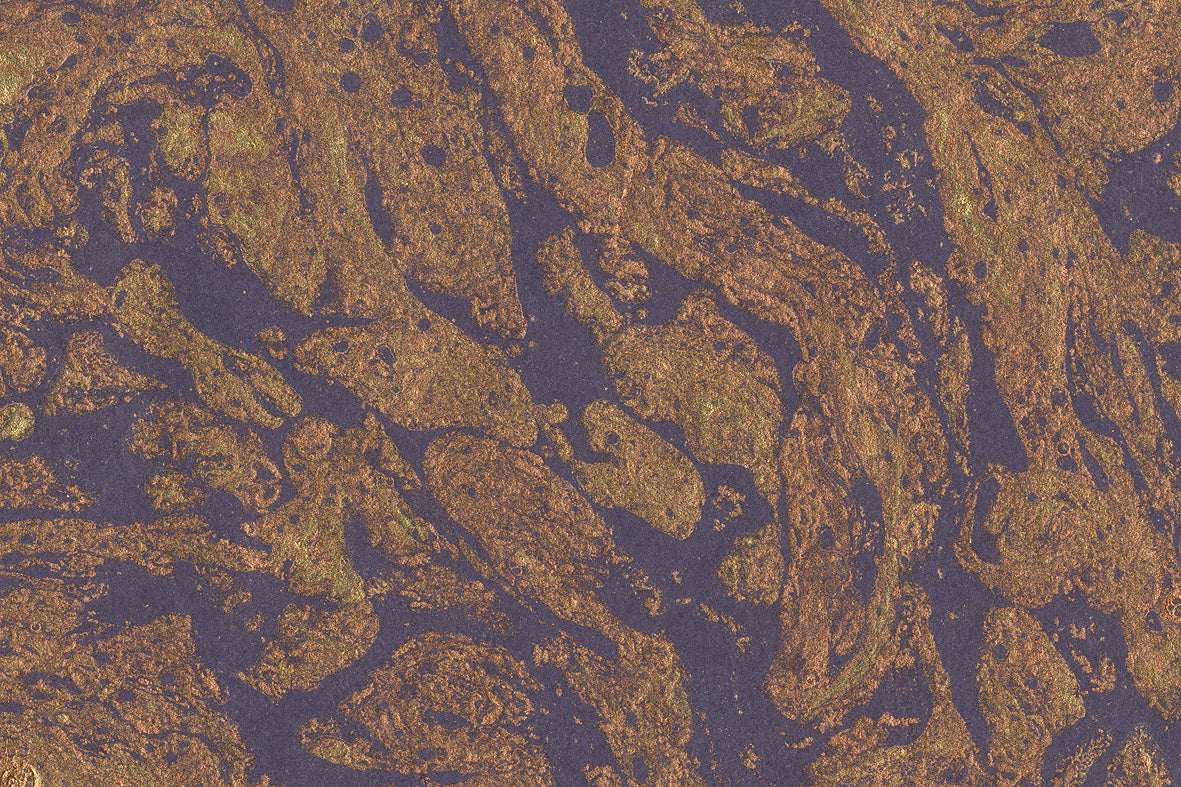 Copper & Gold On Aubergine Marbling Texture Handmade Paper Online