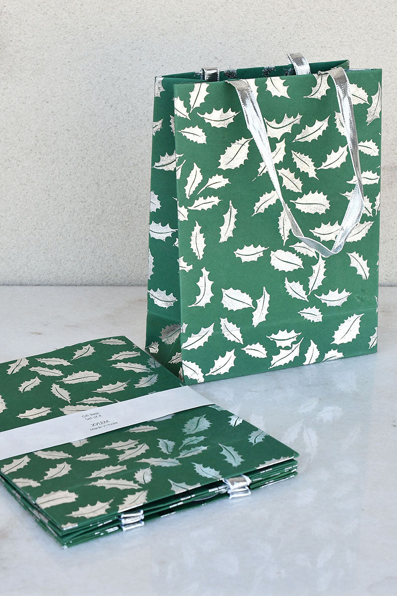 Leaves Print White Medium Handmade Paper Gift Bag Online