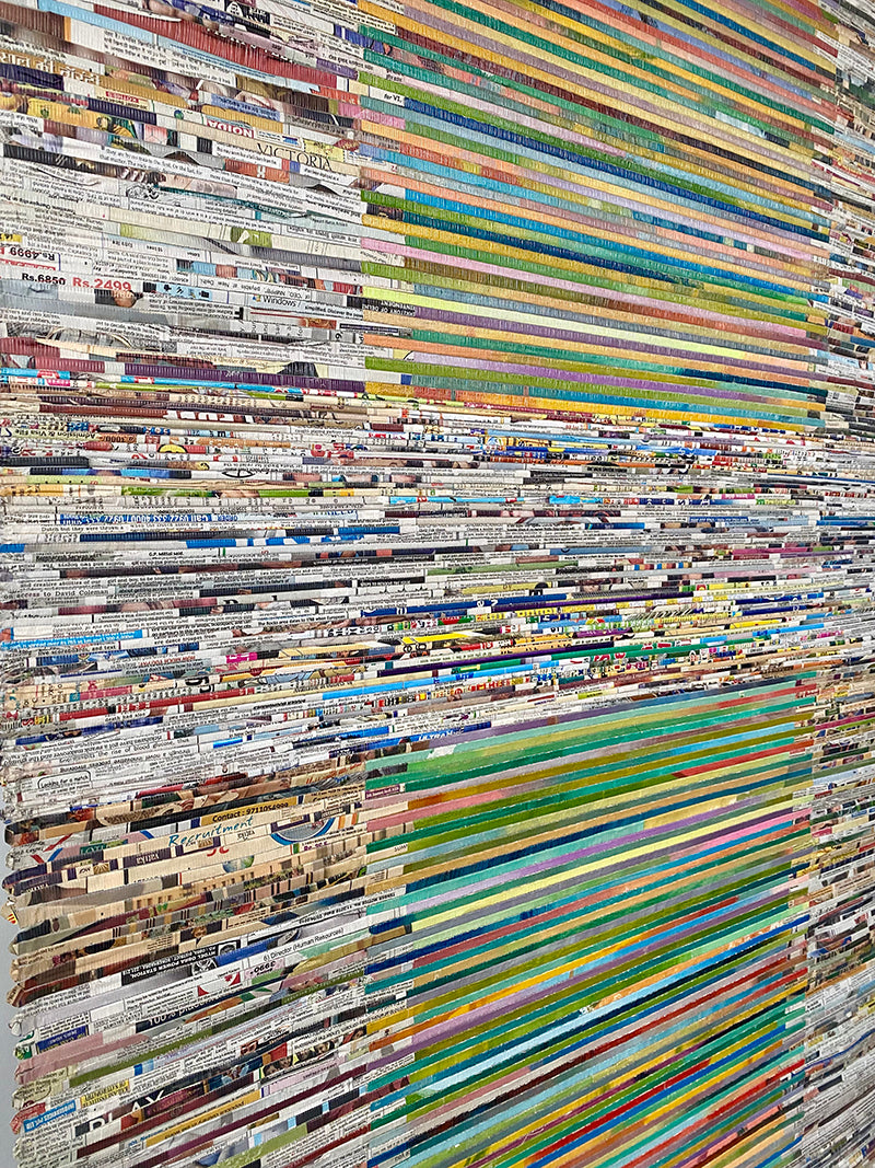 Edition Wall Art, Newspaper Surface & Coloured Canvas Centre, 42x75